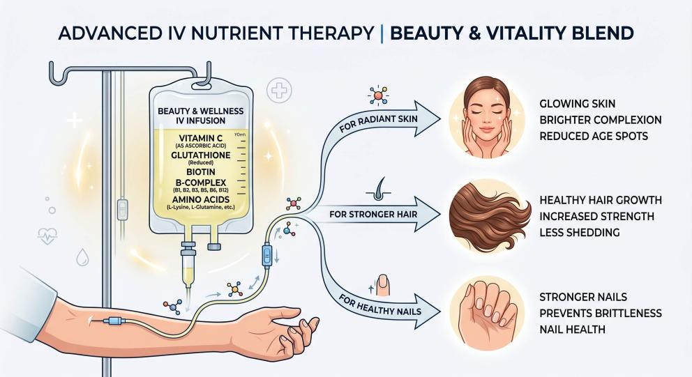 iv glutathione directly after ozone therapy What's in a Beauty Drip? Benefits for Skin & Hair مشروب الجمال اليومي