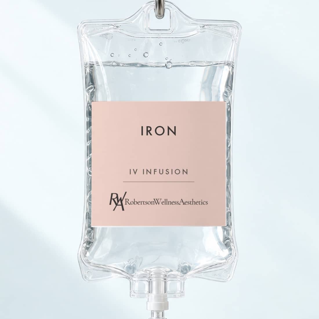 Iron IV IV infusion bag at Robertson Wellness & Aesthetics, Beverly Hills
