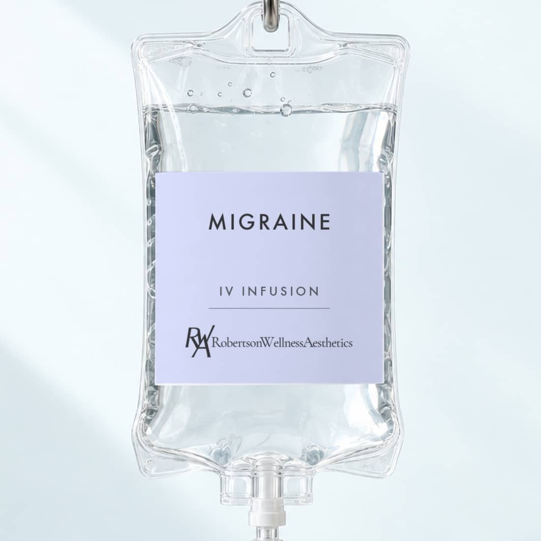 Migraine IV infusion bag at Robertson Wellness & Aesthetics, Beverly Hills