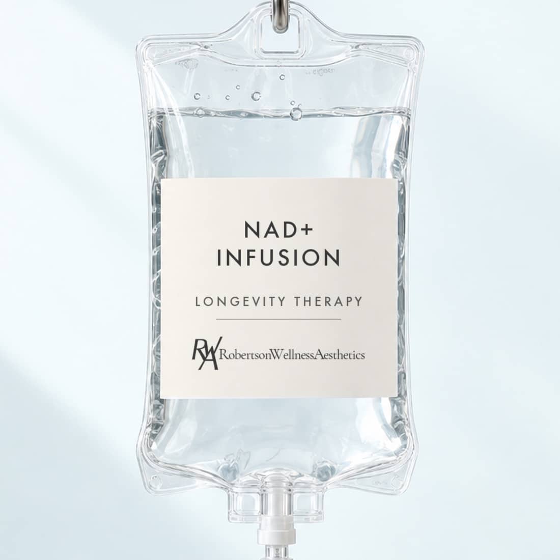 NAD+ Infusion IV infusion bag at Robertson Wellness & Aesthetics, Beverly Hills