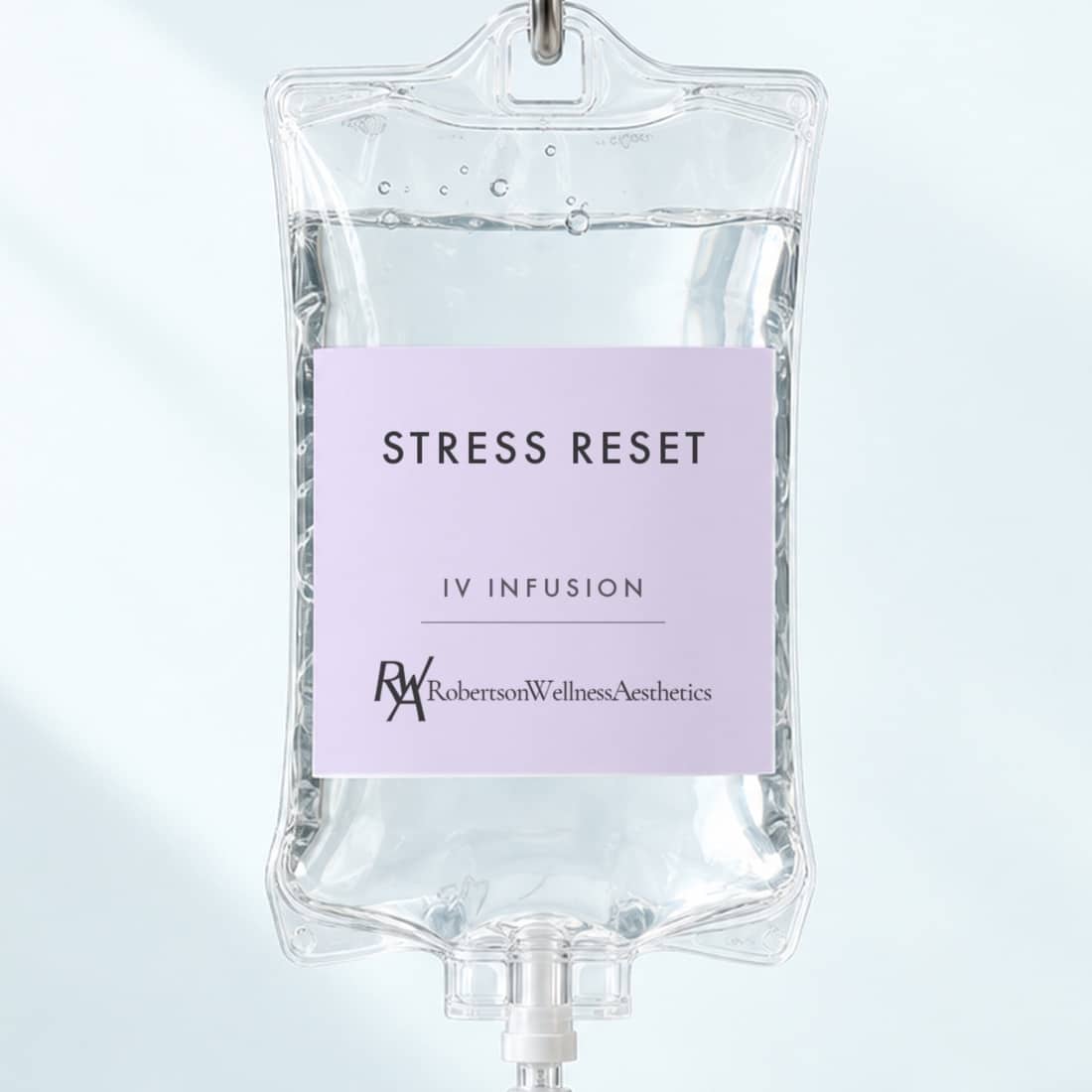 Stress Reset IV infusion bag at Robertson Wellness & Aesthetics, Beverly Hills